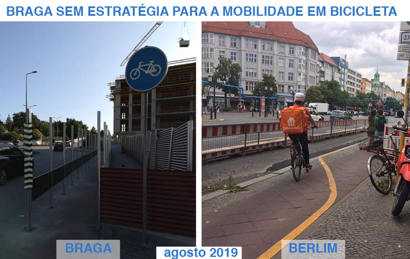 Falta desvio para ciclistas em obra junto à ciclovia de Lamaçães