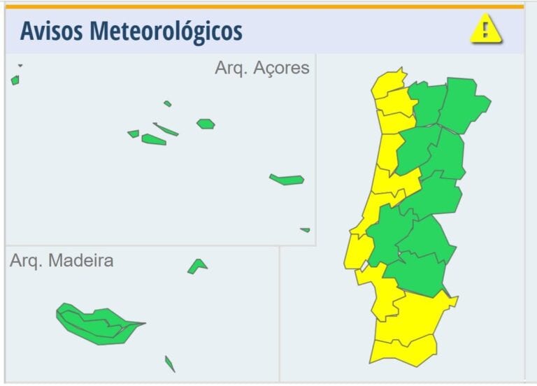 10 distritos sob aviso amarelo